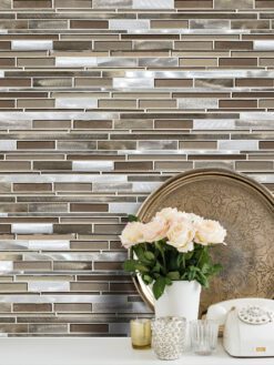 Brown Metal Glass Mixed Mosaic Kitchen Backsplash Tile BA1124 from backspash.com