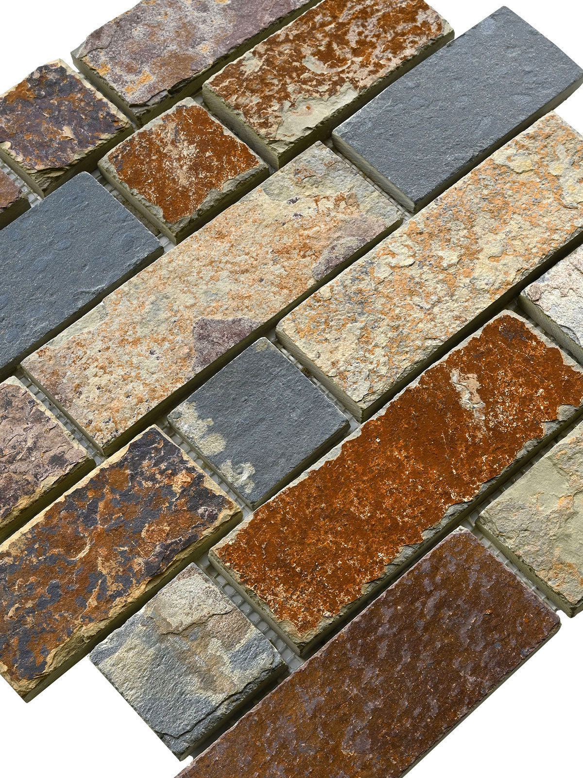 Rusty brown slate stone subway mosaic backsplash tile BA1063 3