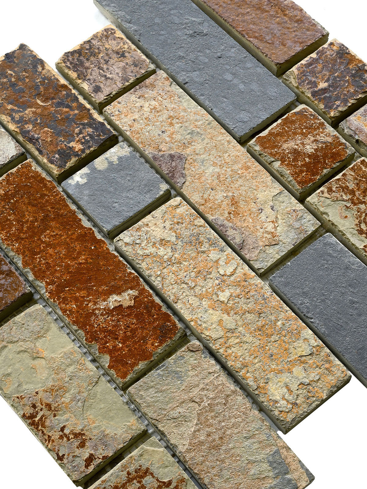 Rusty brown slate stone subway mosaic backsplash tile BA1063 4