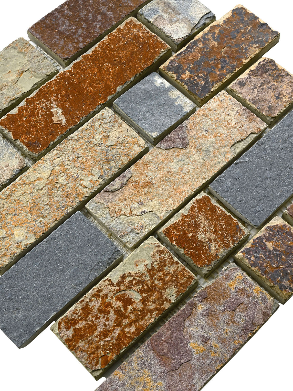 Rusty brown slate stone subway mosaic backsplash tile BA1063 5