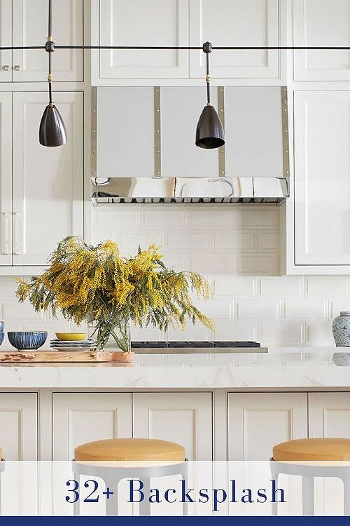 All White Kitchen Backsplash