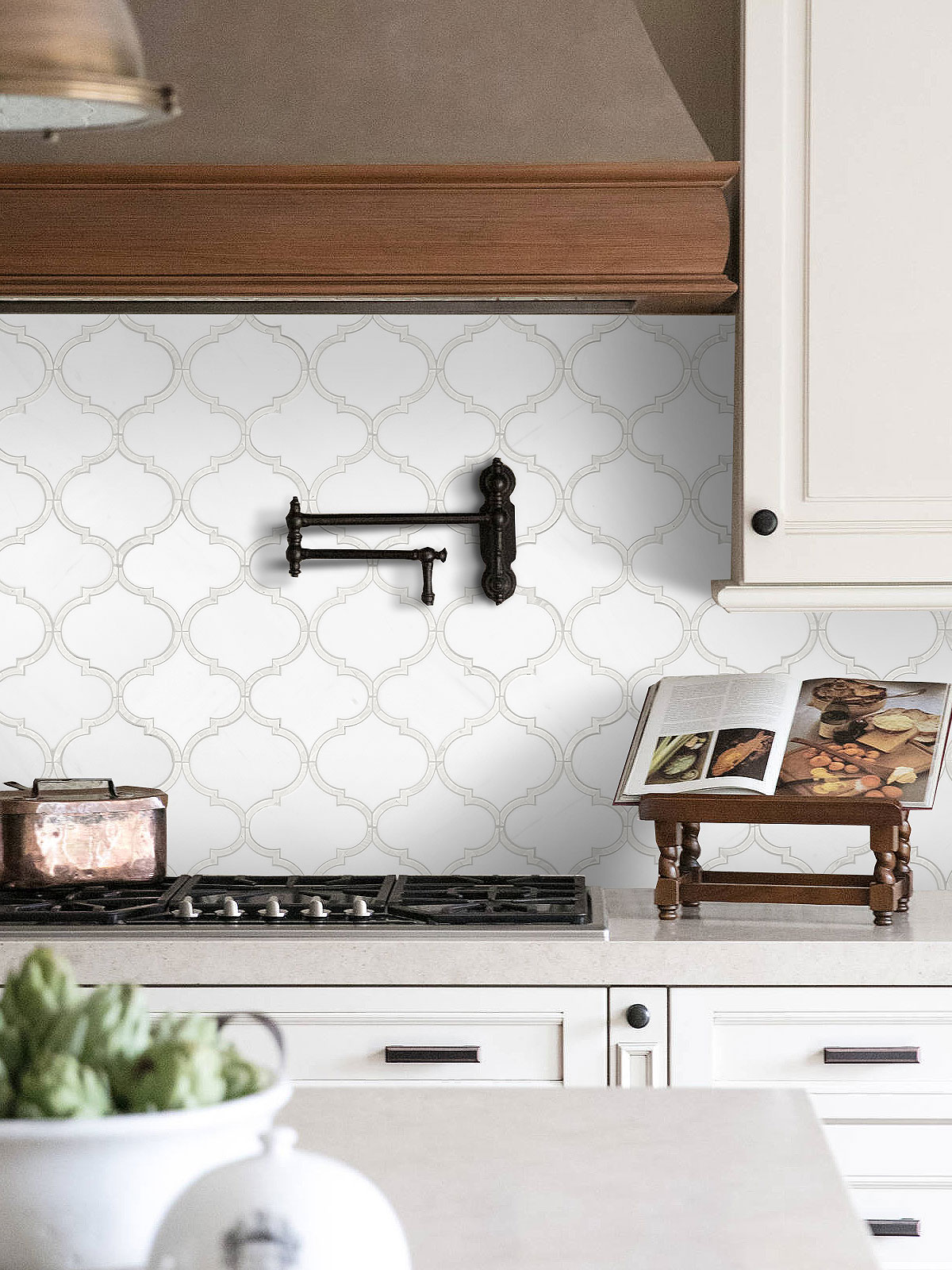 Beige Kitchen Mother of Pearl Waterjet Backsplash Tile BA7008