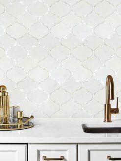 Mother of Pearl Waterjet White Mosaic Backsplash Tile BA7008 1