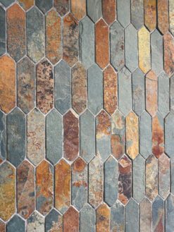 Rustic brown gray picket slate mosaic backsplash tile BA1066 11