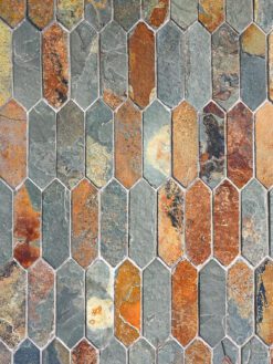 Rustic brown gray picket slate mosaic backsplash tile BA1066 12