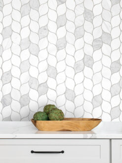 White Gray Marble Leaf Mosaic Tile Backsplash BA6316