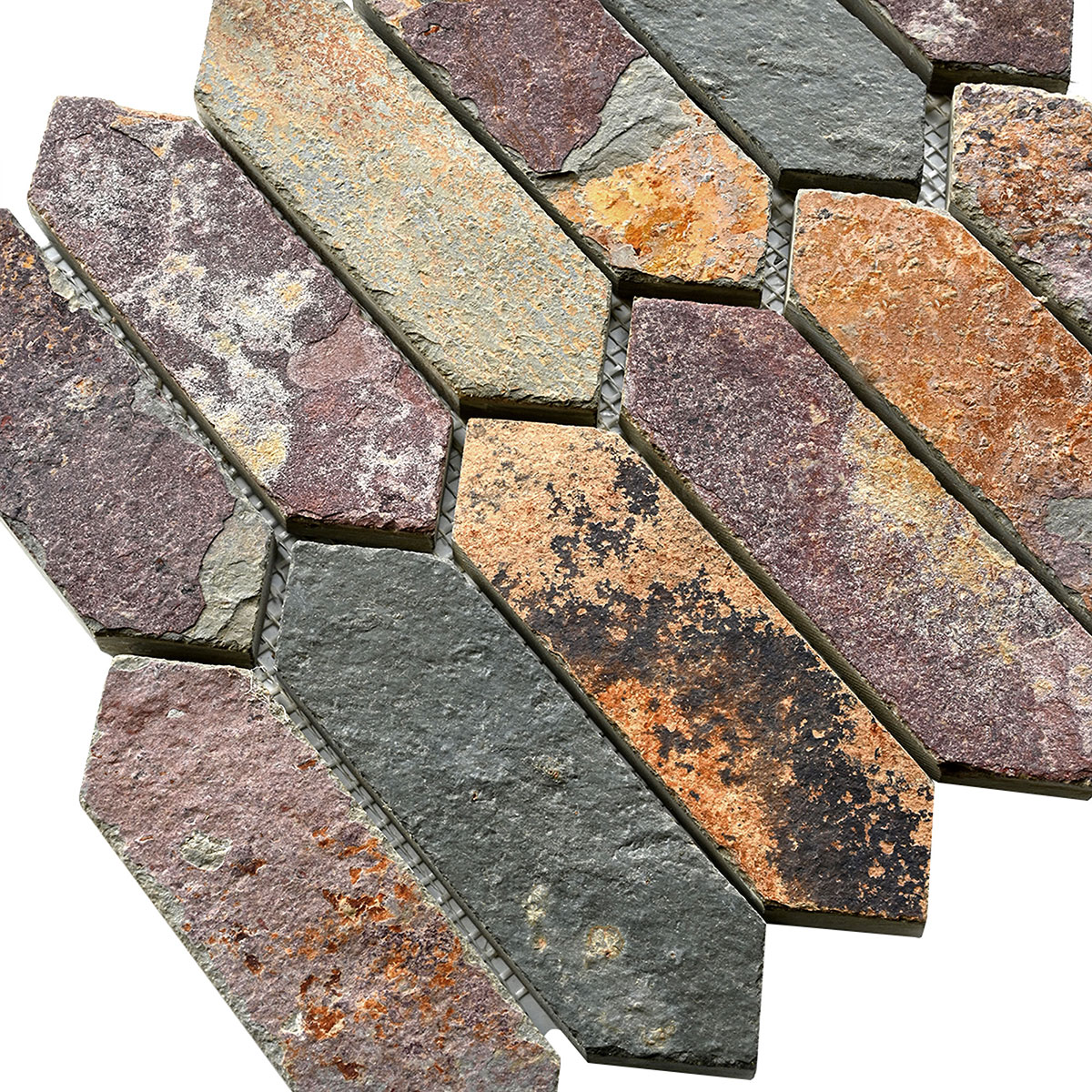 Rustic brown gray picket slate mosaic backsplash tile BA1066 9