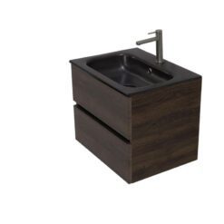 24 inch Dark Oak Single Sink Floating Black Vanity a