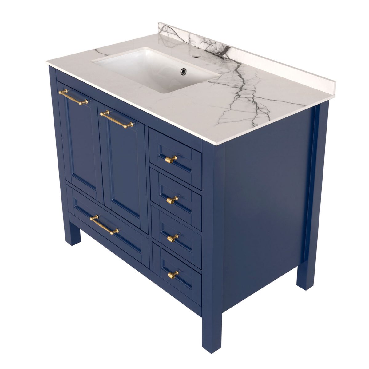 36 inch Navy Blue Single Sink Vanity Details side a