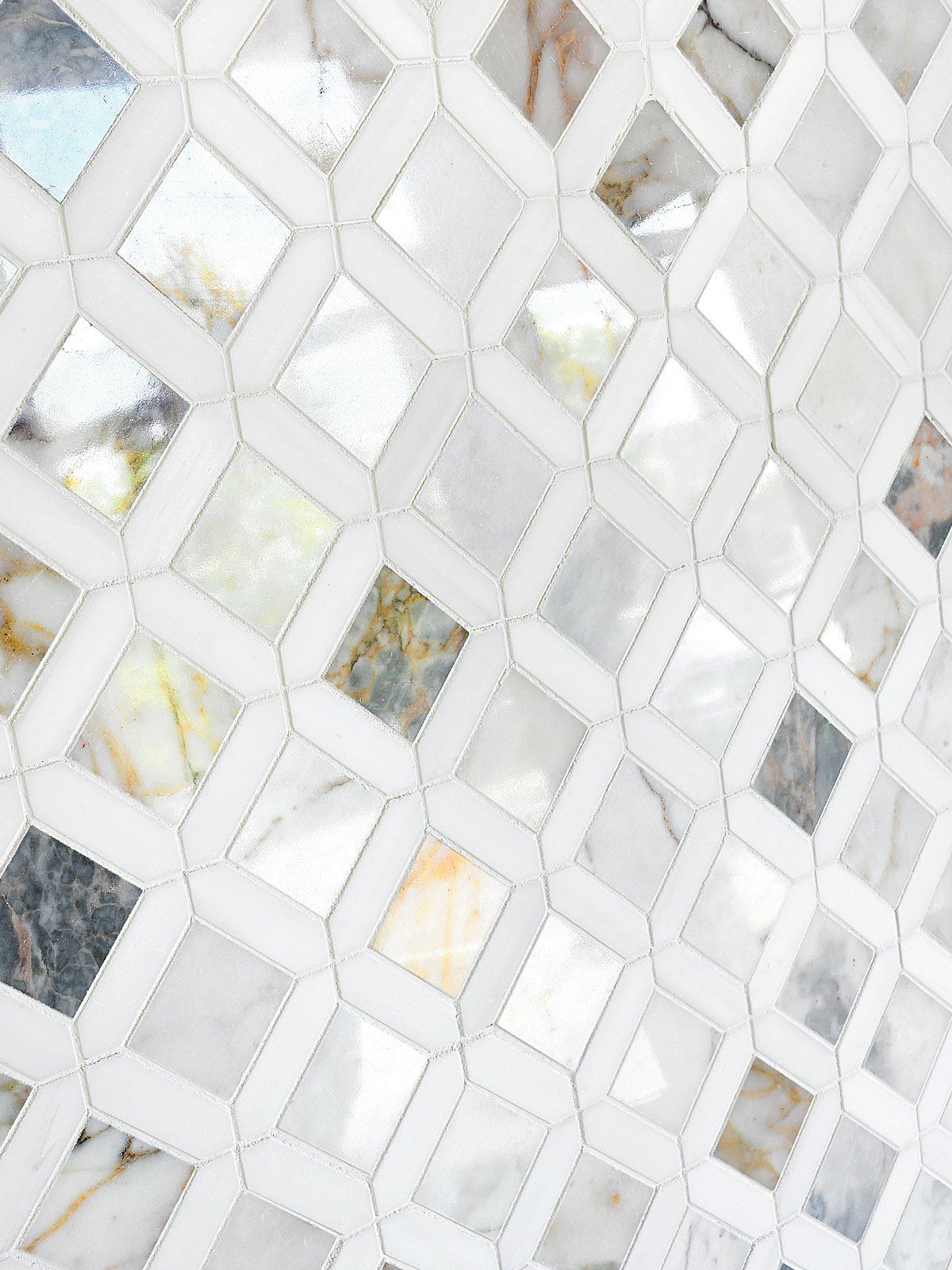Multi Color Marble Diamond Mosaic Backsplash Tile BA6313 5