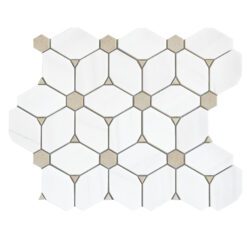 White Beige Marble Elegant Mosaic Backsplash Tile BA6310 1