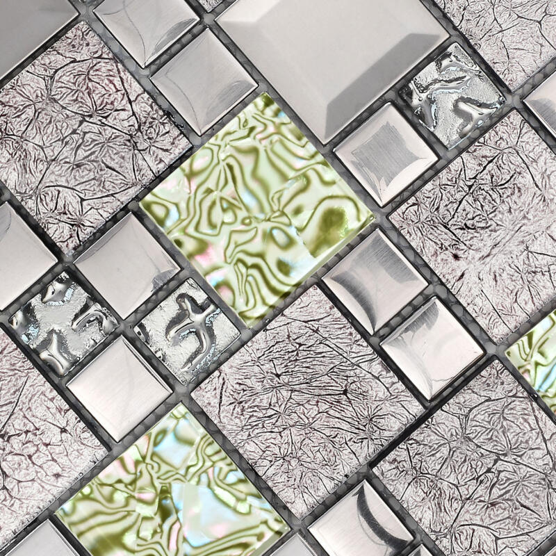 Glass Metal Green Shell Glass Backsplash Tile BA62012 6