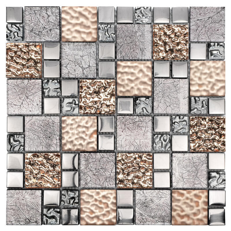 Glass Metal Rose Gold Shell Glass Backsplash Tile BA62015 1