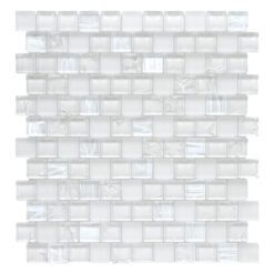 White Shell and Crackle Glass Mosaic Backsplash Tile BA6705 1
