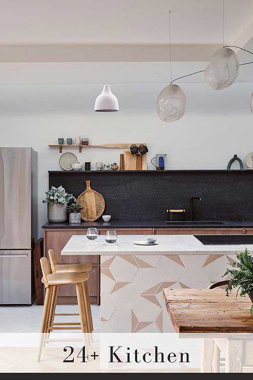 Backsplash for Brown Cabinets and Black Countertops