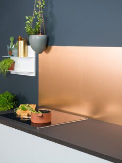 Black Countertop Modern Copper Metal Groutless Backsplash Tile BA8801
