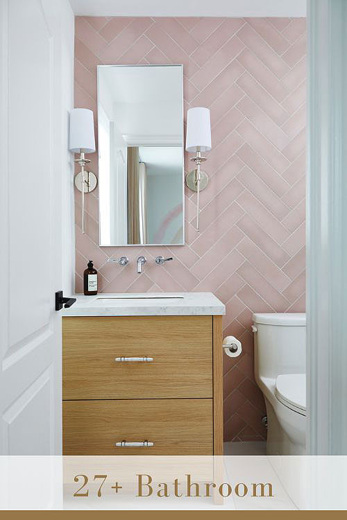 Herringbone Tile Bathroom Backsplash