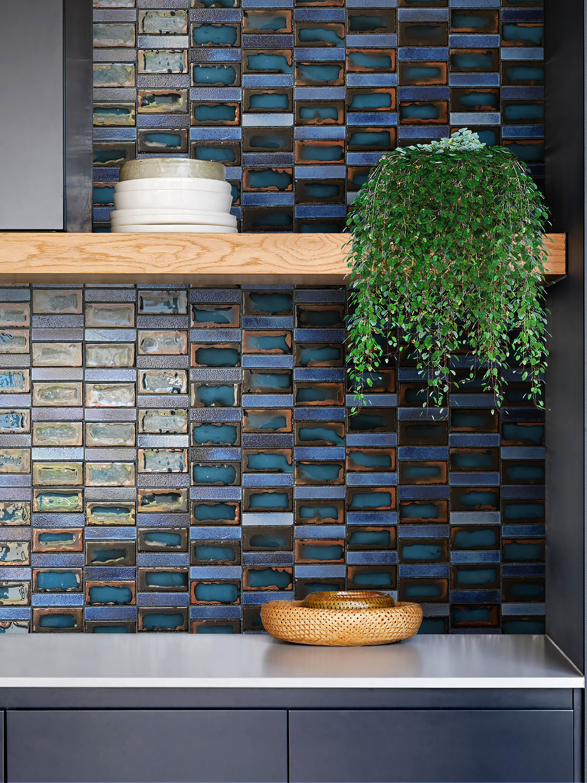 Blue Kitchen Blue Rustic Glass Backsplash Tile BA6204
