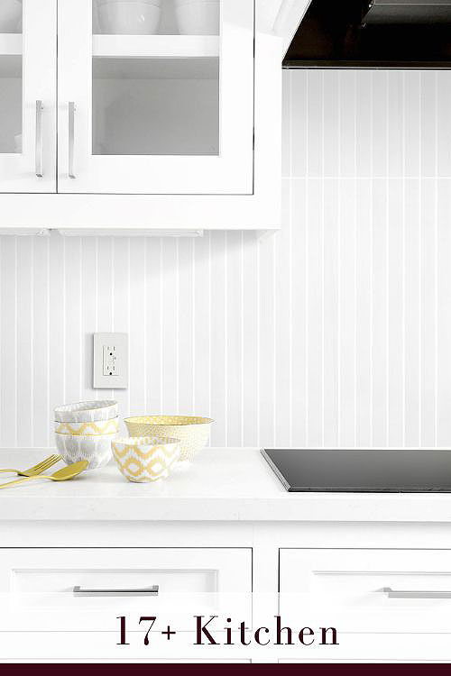 Marble Backsplash for White Kitchen